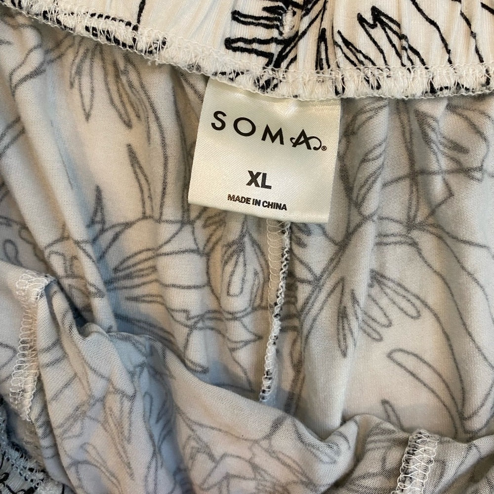 Soma Black & White Palm Print Sleep Shorts XL - Picture 2 of 5
